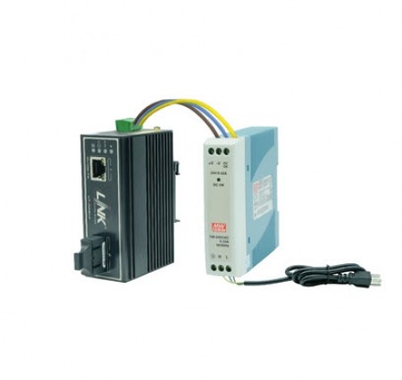 Link UT-0215MI-RS20 Fiber Optic Media Converter MINI-INDUSTRIAL 10/100 RJ45, SC connector (SM) w/DC Power Supply 20km