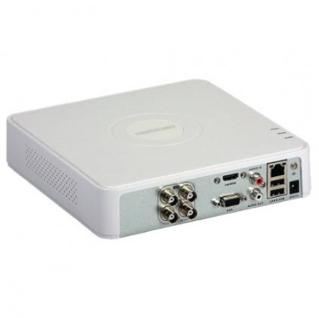 HIKVISION iDS-7104HQHI-M1/S Turbo ACUSENSE DVR, Mini Size, 4-ch analog, up to 6-ch IP camera input (up to 6 MP), 1080P, 1 HDD SATA mini size, H.265, Audio via coaxial cable