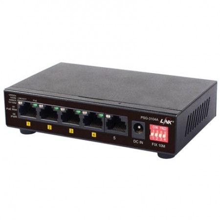 Link PSG-3104A Switch PoE 4-Port Gigabit Ethernet (60W), 4 GE (PoE) + 1 GE