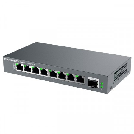 Grandstream GWN7701M Unmanaged Network Switch 8 port Multi-Gigabit RJ45, LED Indicators, Green technology reduces power consumption, Fanless, Desktop/ Wall-Mount