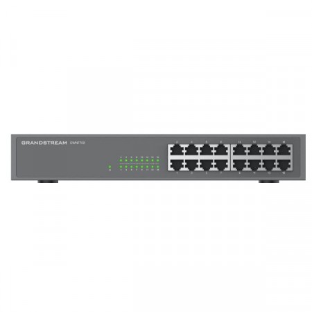 Grandstream GWN7702 16-Port Gigabit high-speed Unmanaged Network Switch, Auto MDI/MDIX crossover for all ports, Green technology reduces power consumption, Desktop/Rack-Mount