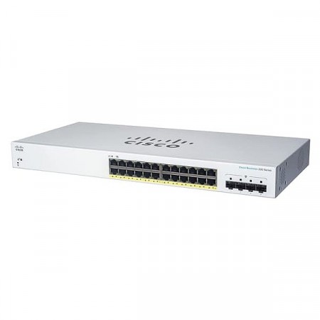 Cisco CBS220-24P-4G-EU CBS220 Smart Manage PoE Switch L2 24-port 10/100/1000Mbps GE, PoE 24 ports 802.3af/at, 4x1G SFP, Rackmount 1U