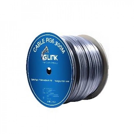 GLINK RG6 300m Black PVC Jacket, Insulation 4.7mm FPE Copper, Shield 95%, STANDARD 300m./Roll