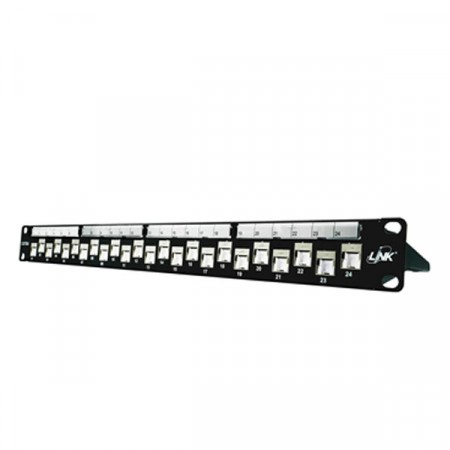 Link US-3324S Shield CAT 6A PATCH PANEL 24 Port Auto Shutter w/Cable Management