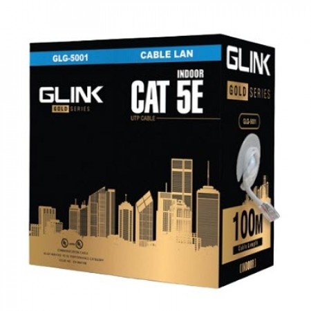 GLINK GLG5001 cat5E Gold series, Indoor UTP Cable, White Color, 100M/Pull Reel in Box	