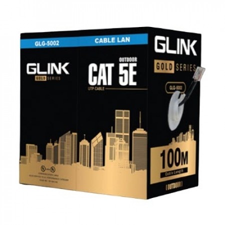 GLINK GLG5002 cat5E Gold series, Outdoor UTP Cable, Black Color, 100M/Pull Reel in Box