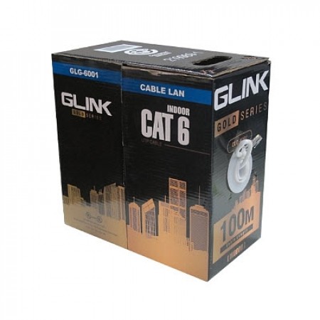 GLINK GLG6001 cat6E Gold series Indoor UTP Cable, White Color, 100M/Pull Reel in Box	