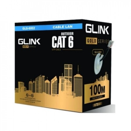 GLINK GLG6002 cat6 Gold series, Outdoor UTP Cable, Black Color, 100M/Pull Reel in Box