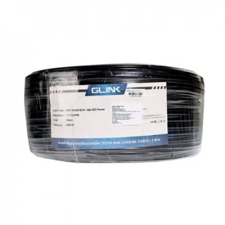 GLINK RG6 w/DC 200M Black PVC Jacket w/Power Wire 1.0sq.mm, Copper, Shield 95%, STANDARD  200m./Roll	