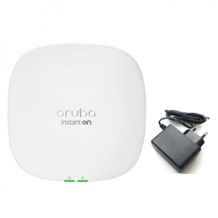 Aruba Instant On AP25 (R9B34A) PSU BDL WWBase with 12V Power adaptor Standard SET, Ultra-high-speed performance Access Point, Wi-Fi CERTIFIED 6TM (Wi-Fi 6), Max Speed 4.8Gbps, 802.11ax, 4X4:4 MU-MIMO radios, Delivers faster Wi-Fi speeds, Greater Capacity