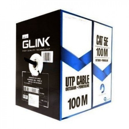 GLINK GL5003N CAT5E Outdoor w/Power Wire UTP Cable, Black Color, 100M/Pull Reel in Box	