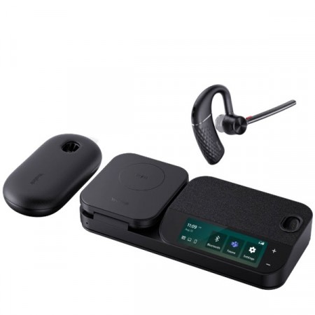 Yealink BH71 Workstation Pro Wireless bluetooth Single Ear headset with Noise Canceling Mic, Charging Case, Wireless Charging Pad, Speakerphone, USB dongle, 3-Inch Touchscreen
