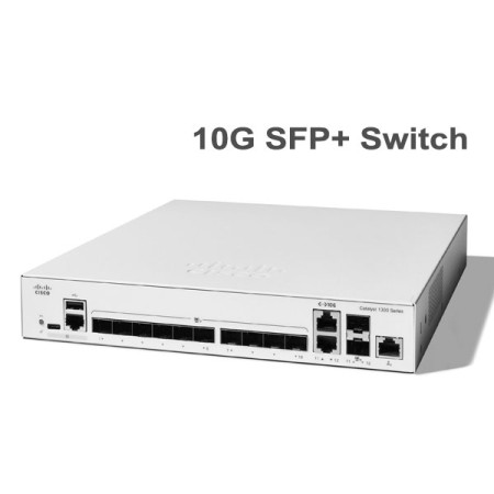 Cisco C1300-12XS Catalyst 1300 10-Port SFP+, 2x 10G Combo (2x RJ-45 + 2x Copper/SFP+), 1x GE OOB  Management Port, Rack-mountable