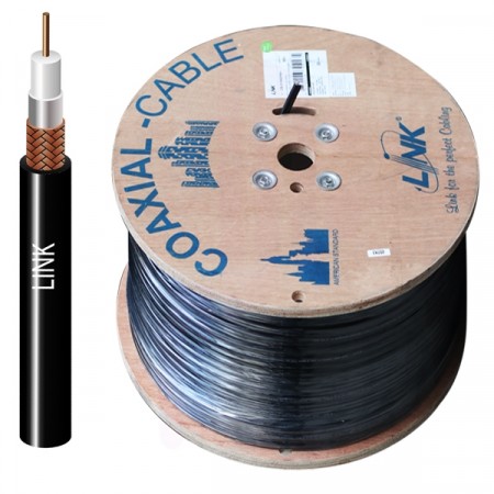 LINK CB-0108P RG 6/U Outdoor Cable Black PE Jacket, 95% Shield MILITARY Grade 500m./ Reel in Box