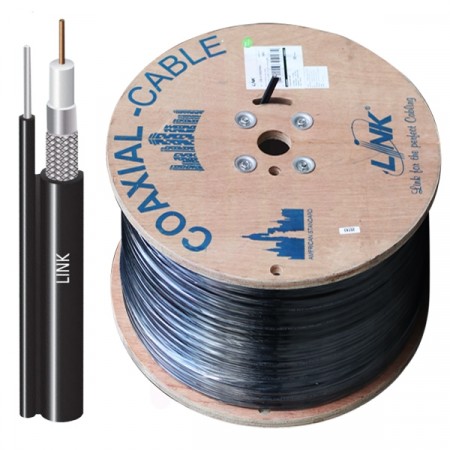 LINK CB-0109SM+ RG 6/U Outdoor Cable Black PE Jacket w/Messenger, 96% Shield , STANDARD+ 500m./ Reel in Box