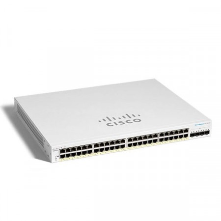 Cisco CBS220-48P-4G-EU CBS220 Smart 48-port Gigabit Ethernet, PoE, 4x1G SFP, Budget PoE 382 W, Mountable Rack 1 U