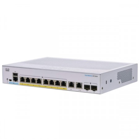 Cisco CBS250-8FP-E-2G-EU Smart Switch 8-Port Gigabit Full PoE+ With 120W Power Budget + 2 Gigabit Copper/SFP combo Ports, Layer 2/3 Manage Switch
