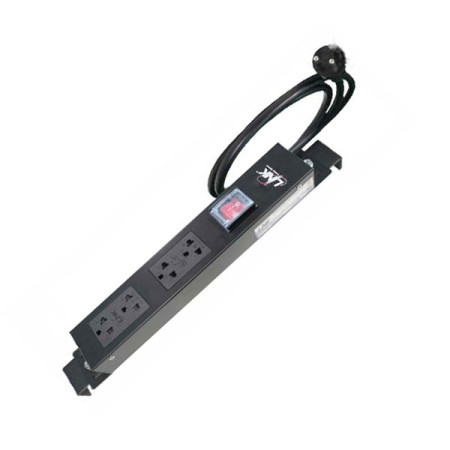 Link CH-10304A PDU 4 TIS Outlet w/Cable 3 M. + Lighting Switch w/Guard , 16A, Electronic Circuit Breaker