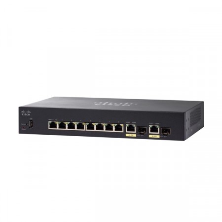 Cisco SF352-08MP Switch PoE 8-Port 10/100 L3 Managed, 2-Port Gigabit copper/SFP Combo, Total Budget 128W, Static Routing/Spanning Tree/Link Aggregation/VLAN Support