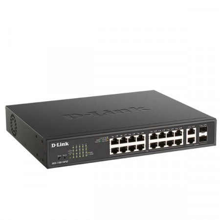 D-Link DGS-1100-18PV2 18-Port  L2 Gigabit Smart Managed PoE Switch with 16 PoE and 2 Combo RJ45/SFP ports (130W PoE budget)