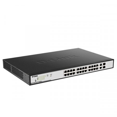 D-Link DGS-1100-26MPV2 24 Port Gigabit PoE/PoE+ Smart Managed Switch + 2 x Gigabit RJ45/SFP Combo Ports, 370W PoE Power Budget, Rack-mount Metal Case