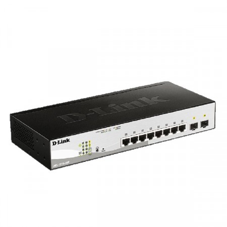 D-Link DGS-1210-10P 10-Port Gigabit PoE/PoE+ Smart Managed Switch + 2 x Gigabit SFP Ports, 65W PoE Power Budget, Rack-mount Metal Case