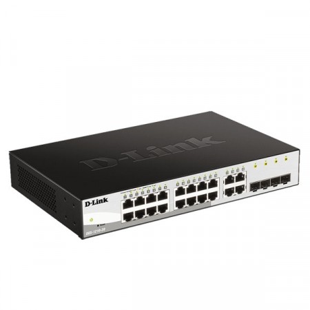 D-Link DGS-1210-20 20-Port L2 Gigabit Smart Managed Switch (16 x 10/100/1000Base-T) + 4 x Gigabit RJ45/SFP Combo ports Uplinks , Rack-mount Metal Case