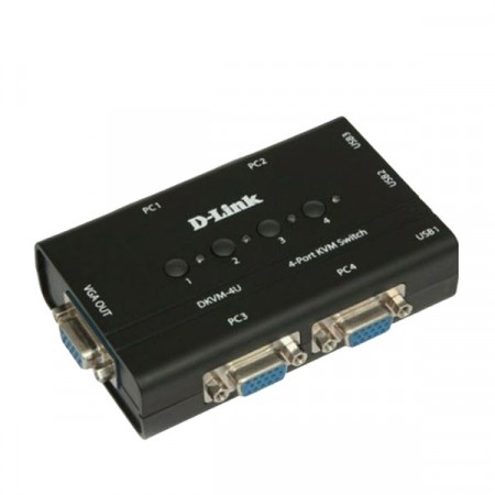 D-Link DKVM-4U 4-port PC (USB Keyboard, SVGA Video, USB Mouse) KVM Switch