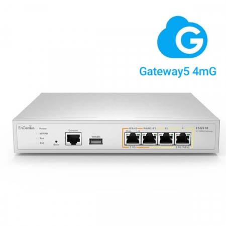 EnGenius ESG510 (Gateway5 4mG) Cloud-Managed VPN and SD-WAN Gateway with 4 x 2.5-Gigabit (1x PoE+) Ethernet Ports