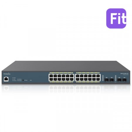 EnGenius EWS7928P-FIT L2 Cloud FitXpress 24-Port PoE+ (802.3af/at) Gigabit EnGenius FitController Network Management + 4-Port SFP, PoE Budget 240W, Rack-Mountable Steel Case