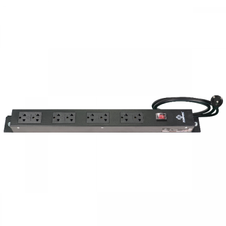 19" GERMANY G7-00008B AC Power Distribution 8 Universal Outlet w/Cable 3 M. & Surge Protection, Black