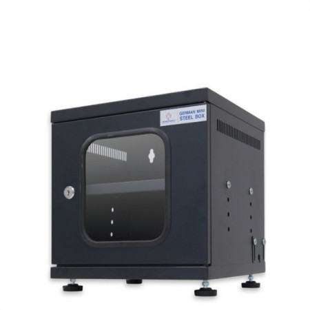 19" GERMANY G6-30030B Mini Steel Box Rack W/Shelf, Black (30x30x30cm) 