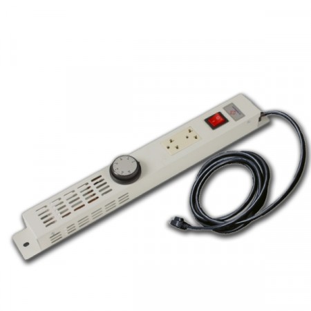 19" GERMANY G7-05112 Thermostat Panel 2 Outlet Power, Safety Shutter Outlet, Electro Galvanize Steel 