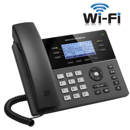 Grandstream GXP1760W WiFi enabled Mid-Range IP phones 6 line with 3 SIP accouunt, 2-Port 10/100Mbps, 200x80 Blacklit LCD Display HD, PoE & Gigabit Port