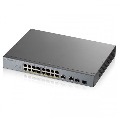 Zyxel GS1350-18HP 18-port 16 POE Smart Managed PoE Switch with GbE Uplink 250 watt  802.3af/at  RJ-45/SFP 2