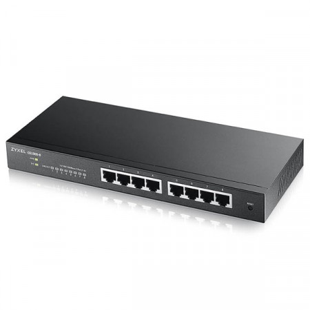 Zyxel GS1900-8 8-port GbE Smart Managed Desktop Switch รองรับ การทำ VLAN, QoS, Link Aggregation, 802.1x, CPU defense engine และ DoS prevention