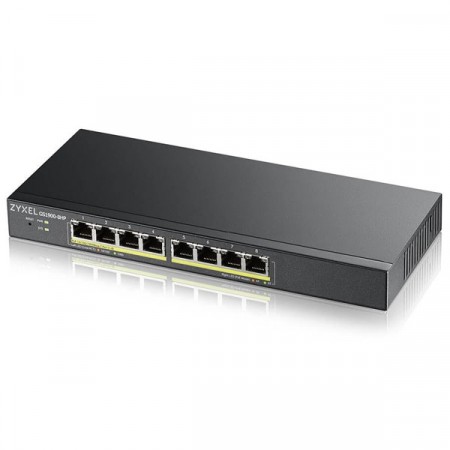 Zyxel GS1900-8HP 8-port GbE Smart Managed Desktop PoE Switch (70Watt) รองรับ PoE มาตรฐาน 802.3at โดยจ่ายไฟต่อพอร์ตสูงสุดถึง 30W รองรับ การทำ VLAN, QoS, Link Aggregation, 802.1x, CPU defense engine และ DoS prevention