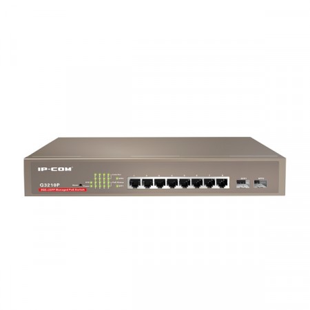 IP-COM G3210P Manage PoE Switch 8-Port Gigabit, 2-Port SFP, Total Power 115W 802.3af/at, Web managemet 