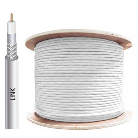 LINK CB-0109S+WH RG 6/U Cable White Jacket, 96% Shield STANDARD+ 500m./ Ree in Box.