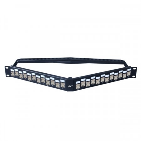 Link US-3224TFAS CAT 6A ANGLE PATCH PANEL 24 PORT, Auto Shutter 
