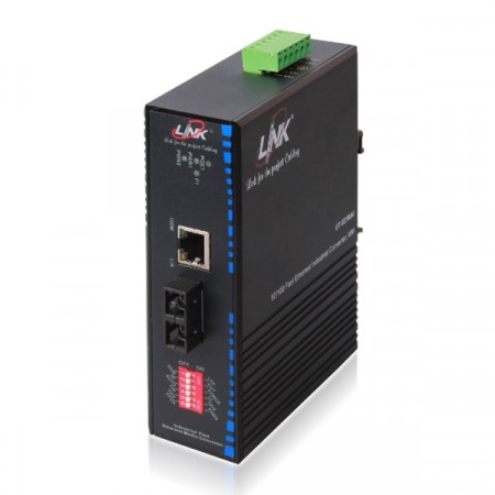 Link UT-0216AI Industrial Fiber Optic Media Converter RJ45/SC (MM.) 10/100 Mbps, Distance 2 km. (In Cabinet Outdoor)