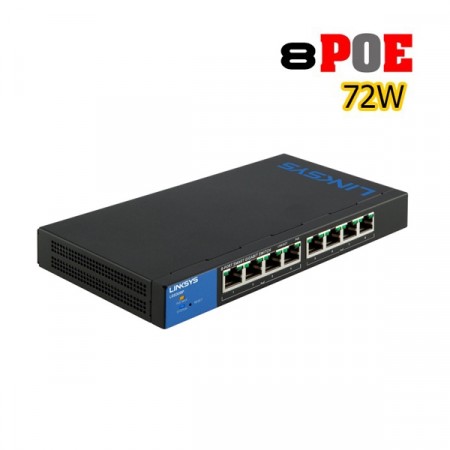 Linksys LGS308P Switch PoE 8-Port Gigabit Smart Management, Total Budget 72W, Spanning Tree / Link Aggregation / VLAN Support, Metal Enclosure