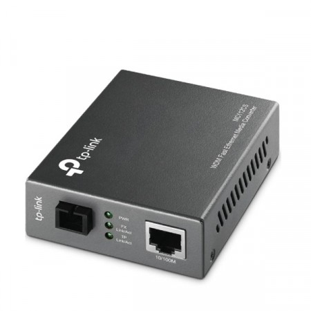 tp-link MC112CS 10/100Mbps RJ45 to 100Mbps single-mode SC fiber Converter, Full-duplex,Tx:1310nm, Rx:1550nm, up to 20Km