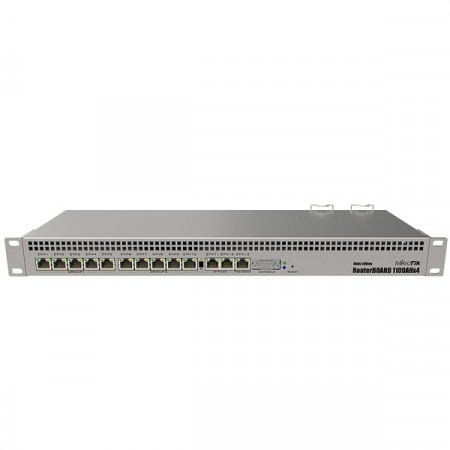 MikroTik RB1100AHx4 Dude Edition, Router 13-Port Gigabit Ethernet 60GB M.2 drive for Dude database, 1U rackmount