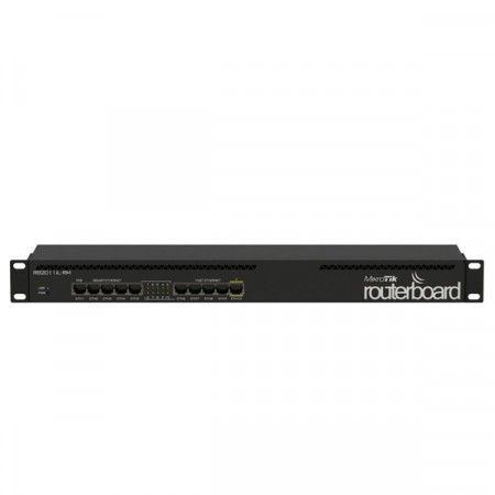 MikroTik RB2011iL-RM Router 5-Port 10/100 and 5-Port 10/100/1000 Ethernet, PoE out on Port-10, CPU 600MHz, RAM 64MB, 1U rackmount, RoterOS L4 