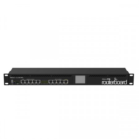 MikroTik RB2011UiAS-RM Router 5-Port Eternet and 5-Port Gigabit Ethernet, LCD Status, PoE Out on port 10, 600MHz CPU, 128MB RAM, RouterOS L5, 1U rackmount