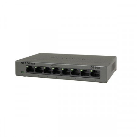 Netgear GS308 8-Port Gigabit Ethernet Unmanaged Desktop Switch, Internet Splitter, Sturdy Metal, Fanless, Plug-and-Play