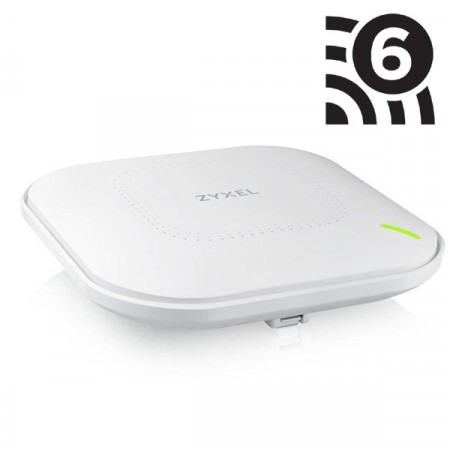 Zyxel NWA110AX AccessPoint  802.11ax (WiFi 6) Dual-Radio PoE Access Point 2.4GHz: 575 Mbps 5GHz: 1200 Mbps US (2.4GHz/5GHz): 23/23dBm  เสาอากาศ 2.4GHz: Peak Gain 5dBi 5GHz: Peak Gain 6dBi