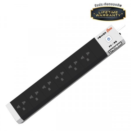 Syndome Power Care PC-65 Smart-Plug 6 Outlets, 2500Watt 10 Amps.(Max), Length Cable 5 meter, Black