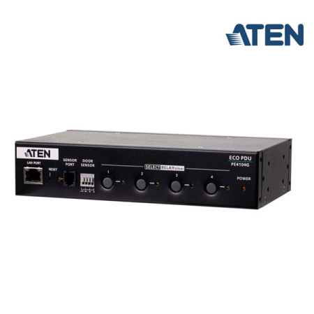 Aten PE4104G 4-Outlet IP Control Box, IEC Power Outlet (IEC C14), Built in 10/100 Ethernet Port, Web Browser eco DC Software Support, 10A Max